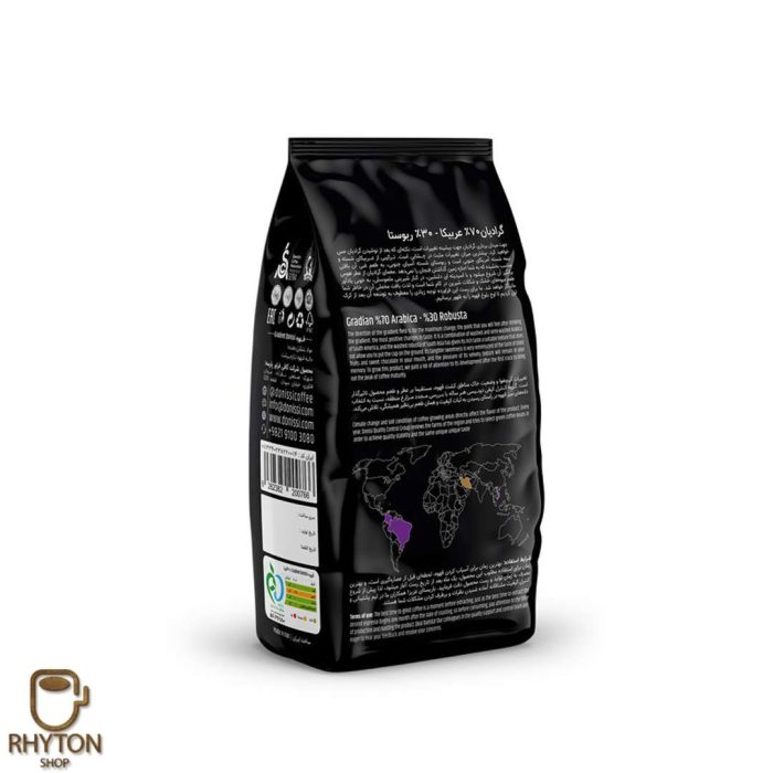 قیمت دانه قهوه گرادیان ترکیب 70% عربیکا و 30% ربوستا دونیسی - 1000 گرم