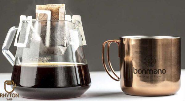 ماگ فلزی منقوش به لوگوی قهوه بن‌مانو
